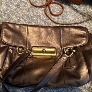 Coach brown metallic large crossbody